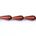 Czech Glass Pearl Bead - Pear 20x9MM MATTE DARK COPPER