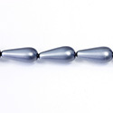 Czech Glass Pearl Bead - Pear 20x9MM MATTE DARK GREY