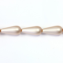 Czech Glass Pearl Bead - Pear 20x9MM MATTE DARK ROSE