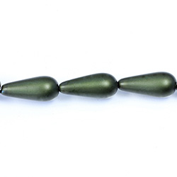 Czech Glass Pearl Bead - Pear 20x9MM MATTE HUNTER GREEN