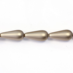 Czech Glass Pearl Bead - Pear 20x9MM MATTE LT BROWN