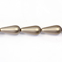 Czech Glass Pearl Bead - Pear 20x9MM MATTE LT BROWN