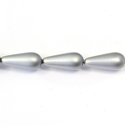 Czech Glass Pearl Bead - Pear 20x9MM MATTE LT GREY