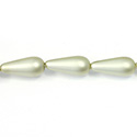 Czech Glass Pearl Bead - Pear 20x9MM MATTE LT OLIVE