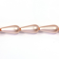 Czech Glass Pearl Bead - Pear 20x9MM MATTE LT ROSE