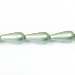 Czech Glass Pearl Bead - Pear 20x9MM MATTE MINT