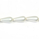 Czech Glass Pearl Bead - Pear 20x9MM MATTE WHITE