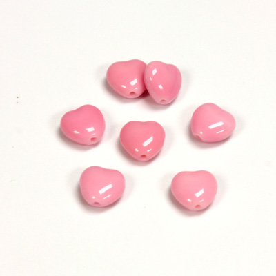Czech Pressed Glass Bead - Smooth Heart 08x8MM PINK