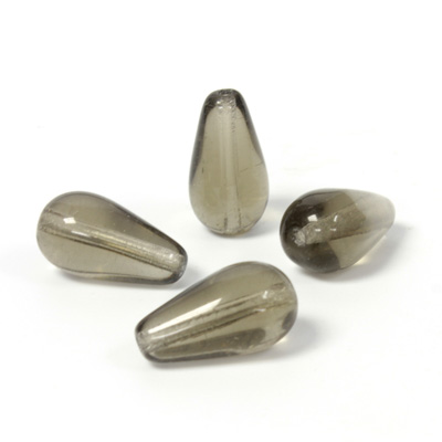 Czech Pressed Glass Bead - Smooth Pear 15x8MM BLACK DIAMOND
