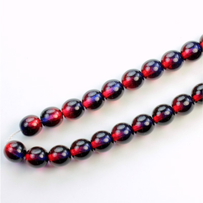 Czech Pressed Glass Bead - Smooth 2-Tone Round 06MM COATED GARNET PURPLE 69018