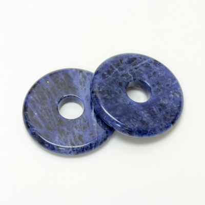 Gemstone Bead - Donut Round Smooth 40MM BLUE SODALITE