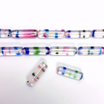 Czech Pressed Glass Bead - Tube Smooth 14x4MM STRIPED CRYSTAL AB
