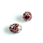 Glass Lampwork Bead - Oval Smooth 14x10MM PATTERN BROWN CRYSTAL