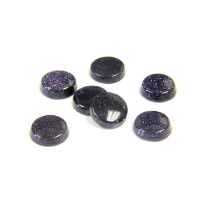 Man-made Gemstone Flat Back Single Bevel Buff Top -  Round 07MM BLUE GOLDSTONE