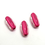Plastic Bead - Color Lined Smooth Beggar 17x9MM CRYSTAL PINK LINE