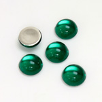 Plastic Flat Back Foiled Cabochon - Round 10MM EMERALD