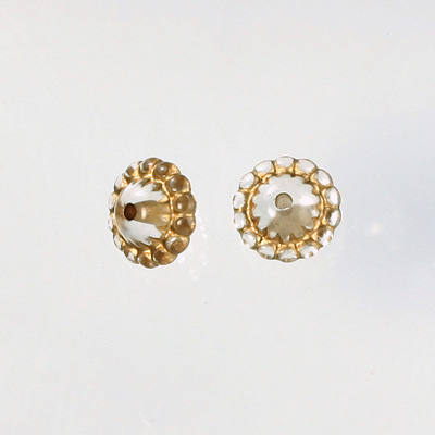 Plastic Engraved Bead - Rondelle 12MM GOLD on CRYSTAL