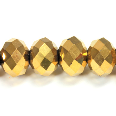 Chinese Cut Crystal Bead - Rondelle 09x12MM GOLDEN