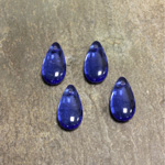 Czech Pressed Glass Pendant - Smooth Pear 14x7MM SAPPHIRE