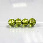 Czech Glass Lampwork Bead - Smooth Round 08MM OLIVINE SILVER LINED