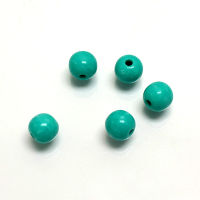 Plastic Bead - Opaque Color Smooth Round 08MM BRIGHT GREEN TURQUOISE
