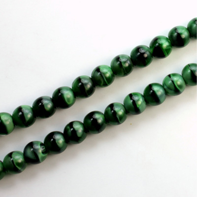 Czech Pressed Glass Bead - Smooth Round 06MM TIGEREYE GREEN