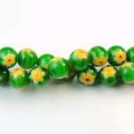 Glass Millefiori Bead - Round 08MM GREEN YELLOW RED (11)