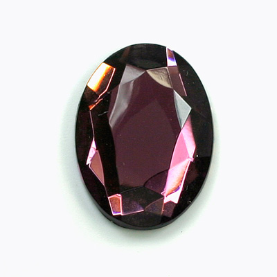 Glass Flat Back Rose Cut Faceted Foiled Stone - Oval 25x18MM AMETHYST