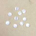 Fiber-Optic Flat Back Stone with Faceted Top and Table - Round 04MM CAT'S EYE WHITE
