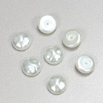 Glass Cabochon Baroque Top Pearl Dipped - Round 10MM WHITE