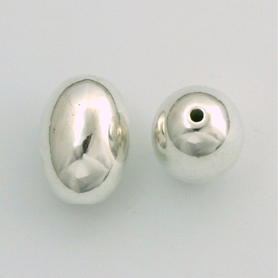 Metalized Plastic Smooth Bead - Oval 18x13MM SILVER