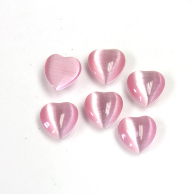 Fiber-Optic Cabochon - Heart 08MM CAT'S EYE LT PINK