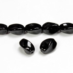 Czech Pressed Glass Bead - Smooth Twisted Oval 11x9MM JET