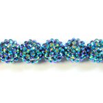Acrylic Rhinestone Bead with 2MM Hole Resin Base - 16MM METALLIC BLUE
