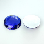 Plastic Flat Back Foiled Rauten Rose Rhinestone - Round 20MM SAPPHIRE