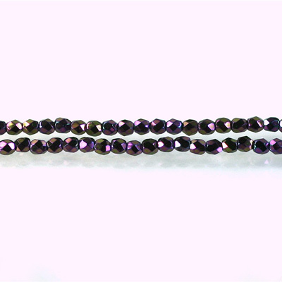 Czech Glass Fire Polish Bead - Round 03MM Full Coated IRIS PURPLE