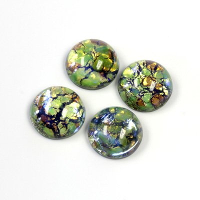 Glass Medium Dome Lampwork Cabochon - Round 13MM COLOR OPAL LIGHT GREEN (0625)