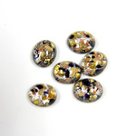 Glass Medium Dome Lampwork Cabochon - Oval 10x8MM MULTI GOLD SILVER with  AVENTURINE (04266)