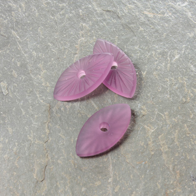 Glass Flat Back Sunray Engraved Cabochon - Navette 18x9MM MATTE AMETHYST