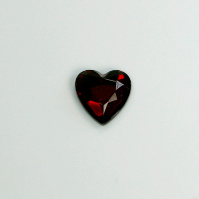 Glass Flat Back Rose Cut Fancy Foiled Stone  - Heart 09x8MM GARNET