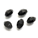 Plastic Bead - Opaque Faceted Oval 12x8MM JET