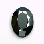 Glass Flat Back Rose Cut Faceted Stone - Oval 25x18MM HEMATITE Coated