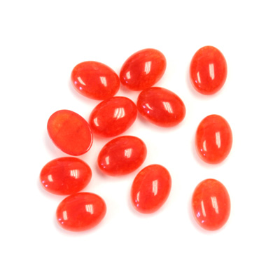 Gemstone Flat Back Cabochon - Oval 08x6MM QUARTZ DYED #44 RED