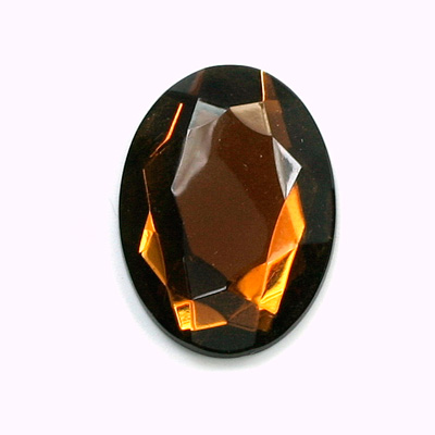 Glass Flat Back Rose Cut Faceted Foiled Stone - Oval 25x18MM SMOKE TOPAZ