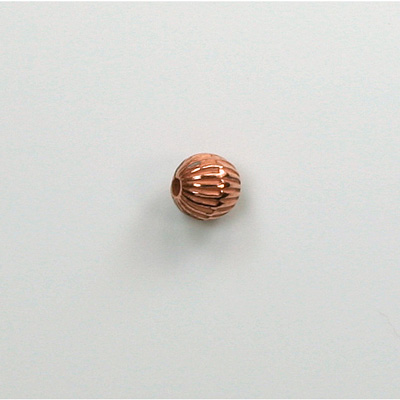 Metalized Plastic Bead - Ribbed Round Melon 06MM COPPER