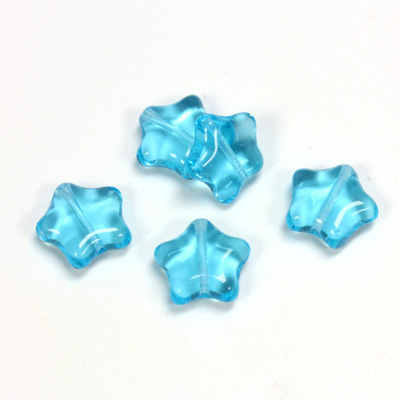 Czech Pressed Glass Bead - Star 12MM AQUA