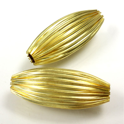 Brass Corrugated Bead - Standard Oval 34x14MM RAW Unplated