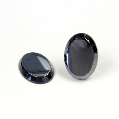 Glass Low Dome Buff Top Cabochon - Oval 18x13MM HEMATITE