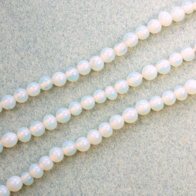 Czech Pressed Glass Bead - Smooth Round 04MM WHITE OPAL