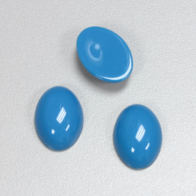 Plastic Flat Back Opaque Cabochon - Oval 18x13MM BRIGHT BLUE